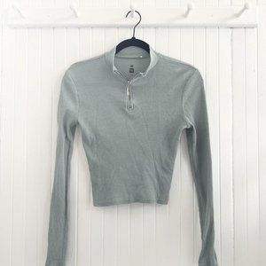 PacSun Me To We Quarter Zip Waffle Long Sleeve Shirt Size M